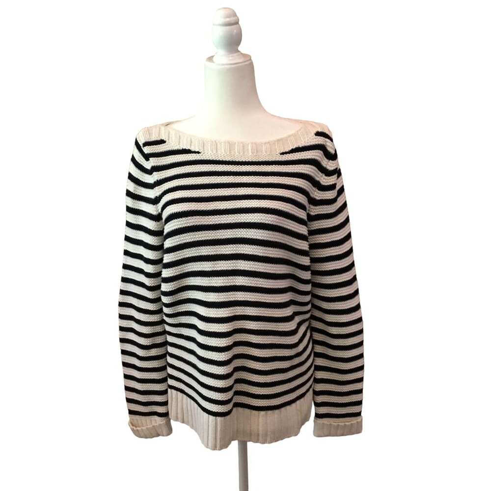 Talbots Womens Striped Knit Sweater Navy & White Size M